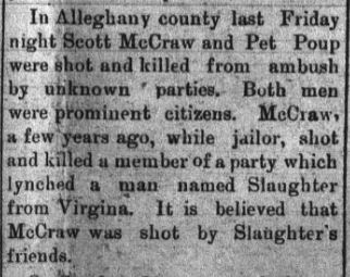 Short notice — McCraw and Roup shot from ambush by unknown parties