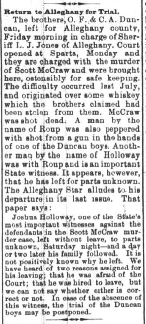 Return to Alleghany for Trial — same article, from dates folder