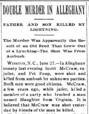 Double Murder in Alleghany — Winston dispatch