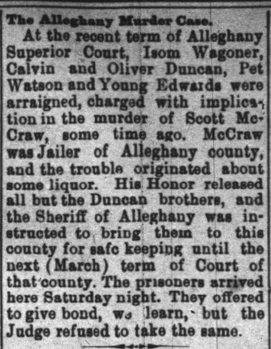 The Alleghany Murder Case