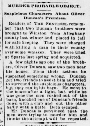 Murder Probable Object — Suspicious Characters About Oliver Duncan's Premises