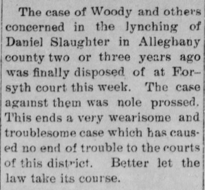 The case of Woody and others was nole prossed at Forsyth court