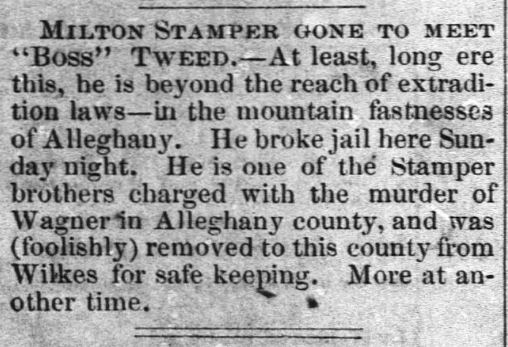 Milton Stamper Gone to Meet Boss Tweed
