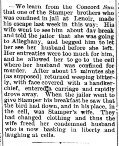 Concord Sun account of the Stamper escape