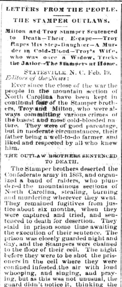Letters from the People &mdash; The Stamper Outlaws