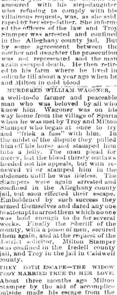 Troy Stamper Rapes His Step-Daughter &mdash; Murdered William Wagoner